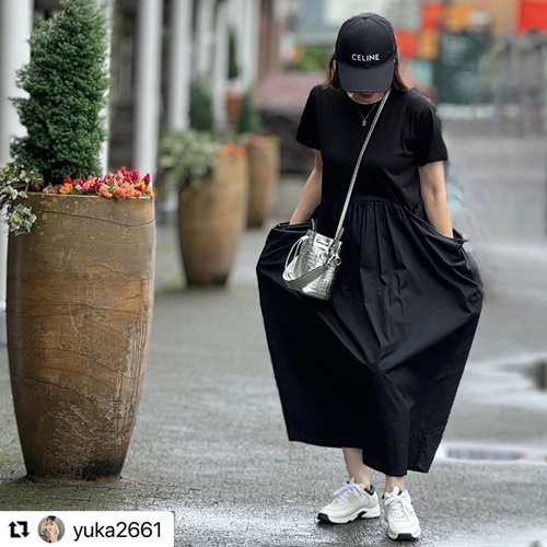 @yuka2661 異素材コンビカットソーワンピース