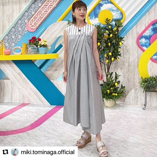 @miki.tominaga.official タックストライプワンピース
